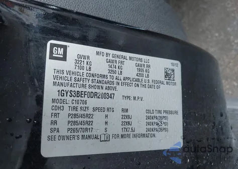 2013 Cadillac Escalade Luxury z USA, uszkodzony, nr VIN 1GYS3BEF0DR200347